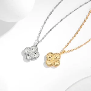 Diamond-Accented Floral Pendant Necklace in 14kt Yellow Gold. 18"