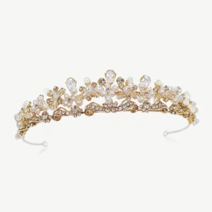 Carina Gold Pearl Vintage Style  Bridal Tiara