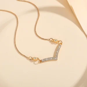 VeraLuxe V-Shaped Crystal Necklace