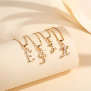 Initials Pendant Necklace GleamLetter Gold Series